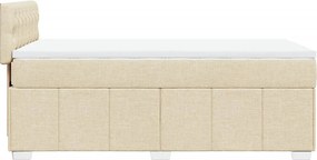 vidaXL Κρεβάτι Boxspring με Στρώμα Κρεμ 90x200 εκ.Υφασμάτινο