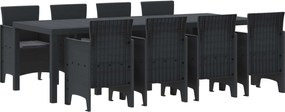 vidaXL Σέτ φαγητού για κήπο 9 pcs Ανθρακί Πολυπροπυλένιο
