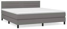 vidaXL Κρεβάτι Boxspring με Στρώμα Σκούρο Γκρι 180x200 εκ Υφασμάτιν