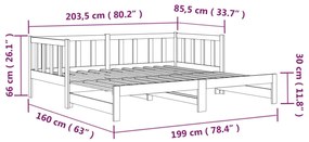 Καναπές Κρεβάτι Συρόμενος Λευκός 2x(90x190) εκ. από Μασίφ Πεύκο - Λευκό