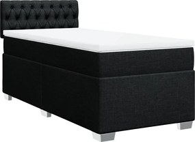 vidaXL Κρεβάτι Boxspring με Στρώμα Μαύρο 100 x 200 εκ. Υφασμάτινο