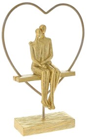 Διακοσμητικό Επιτραπέζιο Ζευγάρι Σε Καρδιά Polyresin Χρυσό 24x8x30εκ. iliadis 81941
