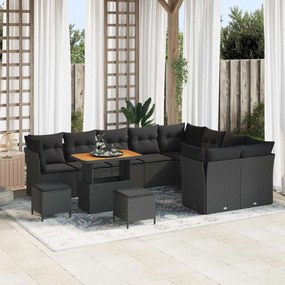 vidaXL Σετ Καναπέ Κήπου 12 τεμ. 9-Αριθμός καθισμάτων Μαύρο