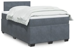 vidaXL Κρεβάτι Boxspring με Στρώμα Σκούρο Γκρι 120x200 εκ. Βελούδινο