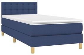 ΚΡΕΒΑΤΙ BOXSPRING ΜΕ ΣΤΡΩΜΑ &amp; LED ΜΠΛΕ 90X200 ΕΚ. ΥΦΑΣΜΑΤΙΝΟ 3134011