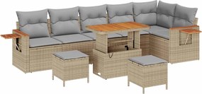 vidaXL Σετ Καναπέ Κήπου 9 pcs Μπεζ συνθετικό ρατάν
