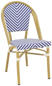 Chair Uarmin stack natural aluminum-blue and white  textilene 46x57x85cm 46x57x85 εκ.