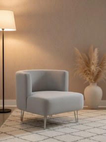 Stewehome Μονό πολυθρόνα με μεταλλικά πόδια και υφασμάτινη επένδυση teddy μοντέρνου στιλ
