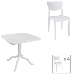 Τραπεζαρία Groovy-Ignite σετ 5τεμ PP λευκό 80x80x74,5εκ. 80x80x74.5 εκ.