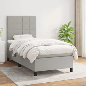 vidaXL Κρεβάτι Boxspring με Στρώμα Ανοιχτό Γκρι 80x200 εκ. Υφασμάτινο