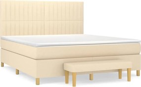vidaXL Κρεβάτι Boxspring με Στρώμα Κρεμ 180x200 εκ. Υφασμάτινο