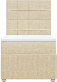 vidaXL Κρεβάτι Boxspring με Στρώμα Κρεμ 100 x 200 εκ. Υφασμάτινο