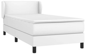 vidaXL Κρεβάτι Boxspring με Στρώμα Λευκό 90x190εκ. από Συνθετικό Δέρμα