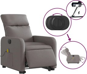 vidaXL Πολυθρόνα Μασάζ Ηλεκτρική Ανακλ.Taupe Υφασμάτινη