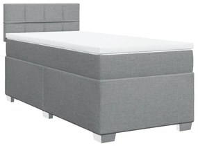 Κρεβάτι Boxspring με Στρώμα Ανοιχτό Γκρι 90x190 εκ. Υφασμάτινο - Γκρι