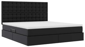 vidaXL Κρεβάτι Αποθήκης με στρώμα Μαύρο 180 x 200 cm Τεχνητό Δέρμα