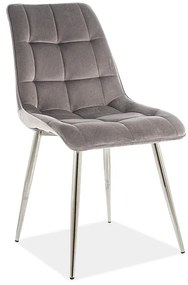 Επενδυμένη καρέκλα Chic 50x43x88 χρωμίου/γκρι βελούδο DIOMMI CHICVCHSZ