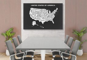 Εικόνα εκπαιδευτικό χάρτη των ΗΠΑ σε ασπρόμαυρο