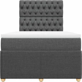 vidaXL Κρεβάτι Boxspring με Στρώμα Σκούρο Γκρι 120x190 εκ Υφασμάτινο