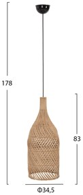 ΦΩΤΙΣΤΙΚΟ ΟΡΟΦΗΣ HM7883 ΚΡΕΜΑΣΤΟ ΑΠΟ RATTAN ΣΕ ΦΥΣΙΚΟ ΧΡΩΜΑ Φ34,5x83Υεκ. - HM7883