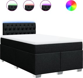 vidaXL Κρεβάτι Boxspring με Στρώμα Μαύρο 120x190 εκ. Υφασμάτινο