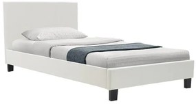 Κρεβάτι Nevil μονό 100x200 PU χρώμα λευκό ματ 106x212x87 εκ.