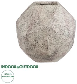 20781 GloboStar® Artificial Garden BOROUGH 20781 Επιδαπέδιο Πολυεστερικό Τσιμεντένιο Κασπώ Γλάστρα - Flower Pot Λευκό με Μπεζ Μ38 x Π38 x Υ38cm