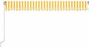 vidaXL Χειροκίνητη τέντα με ηλιακό LED 5 x 3 m Κίτρινο και λευκό ριγέ