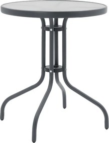 Τραπέζι Watson pakoworld μέταλλο ανθρακί-γυαλί Φ60x70εκ