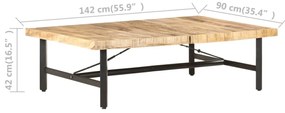 vidaXL Τραπεζάκι Σαλονιού 142 x 90 x 42 εκ. από Μασίφ Ξύλο Μάνγκο