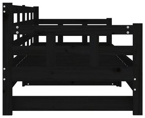 vidaXL Καναπές Κρεβάτι Συρόμενος Μαύρος 2x(90x190) εκ. Μασίφ Πεύκο