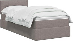 vidaXL LED Κρεβάτι αποθήκευσης με στρώμα Taupe 90 x 200 cm Ύφασμα