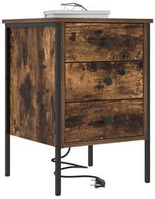 vidaXL Κομοδίνο Καπνιστή δρυς 42 x 41 x 61 εκ Επεξεργασμένο ξύλο