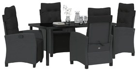 vidaXL Σέτ φαγητού για κήπο 5 pcs Μαύρο συνθετικό ρατάν