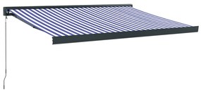 vidaXL Τέντα Πτυσσόμενη Μπλε και Λευκή 3,5 x 2,5 μ. Ύφασμα / Αλουμίνιο