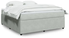 vidaXL Κρεβάτι Boxspring με Στρώμα Ανοιχτό Γκρι 180x200 εκ. Βελούδινο