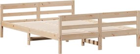 vidaXL Bed Frame Φυσικό 120 x 200 cm Solid pine wood, Plywood slats