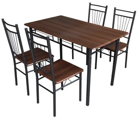 Intrahome Τραπεζαρία ATLASRA I Intrahome σετ 5τμχ mdf σε σκούρο καρυδί με μαύρα πόδια μέταλλο 110x68x75εκ | SKU: INTRAPA-183111247