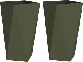 vidaXL Γλάστρα 2 pcs Ελιά Πράσινη 40 x 40 x 75 cm Ατσάλι