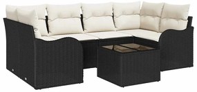 vidaXL Σετ Καναπέ Κήπου με μαξιλάρι 7 pcs Μαύρο, Κρέμα 55 x 55 x 37 εκ