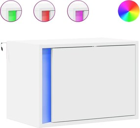 vidaXL Κομοδίνα Επιτοίχια με Φώτα LED 2 τεμ. Λευκά