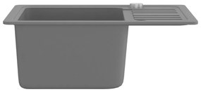 vidaXL Νεροχύτης με Μονή Γούρνα Γκρι Γρανιτένιος