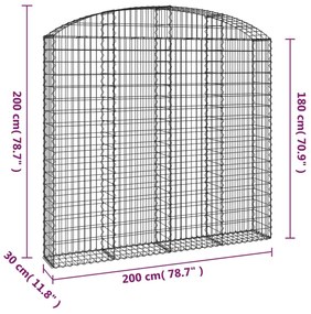 vidaXL Συρματοκιβώτιο Τοξωτό 200x30x180/200εκ. από Γαλβανισμένο Χάλυβα