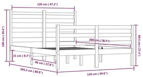 vidaXL Πλαίσιο Κρεβατιού Καφέ Μελί 120 x 200 εκ. από Μασίφ Ξύλο Πεύκου