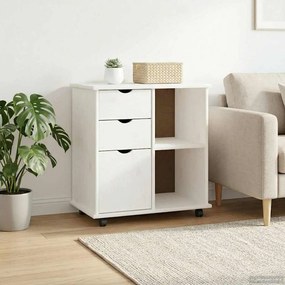 vidaXL Κινητό Ντουλάπι 63,5 x 39 x 65,5 εκ. Στερεό ξύλο πεύκου Λευκό