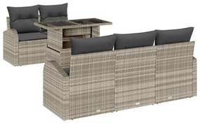 vidaXL Σετ Καναπέ Κήπου 6 pcs Ανοιχτό γκρι 100 x 55 x 73 εκ Πολυ ράταν