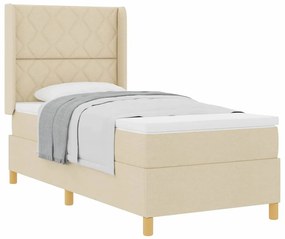 vidaXL Κρεβάτι με ελατήριο με στρώμα Κρεμ 90 x 200 cm ύφασμα