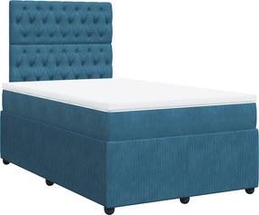 vidaXL Κρεβάτι Boxspring με Στρώμα Σκούρο Μπλε 120x190 εκ. Βελούδινο