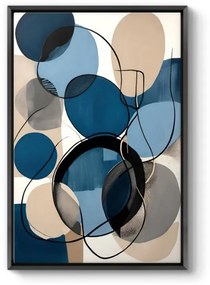 Πίνακας σε καμβά "Blue and Beige Abstract" Megapap ψηφιακής εκτύπωσης με κορνίζα χρώμα μαύρο 70x100x3εκ.