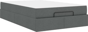 vidaXL Σκελετός κρεβατιού με στρώμα 2 pcs Σκούρο Γκρι ύφασμα